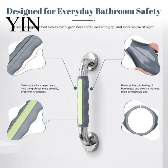 Bathroom Grip Sleeve Silicone Handrail Cover for Seniors, Glow-in-the-dark Elderly Grab Bar Cushioned Sleeve, Anti-slip Handle Wrap Home Stairway