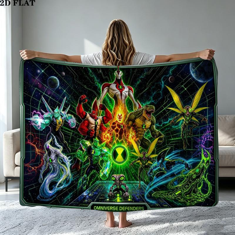 ben 10 Print Flannel Blanket High Quality Warm Comfortable Cover for All Seasons Perfect for Gifts Home Decor