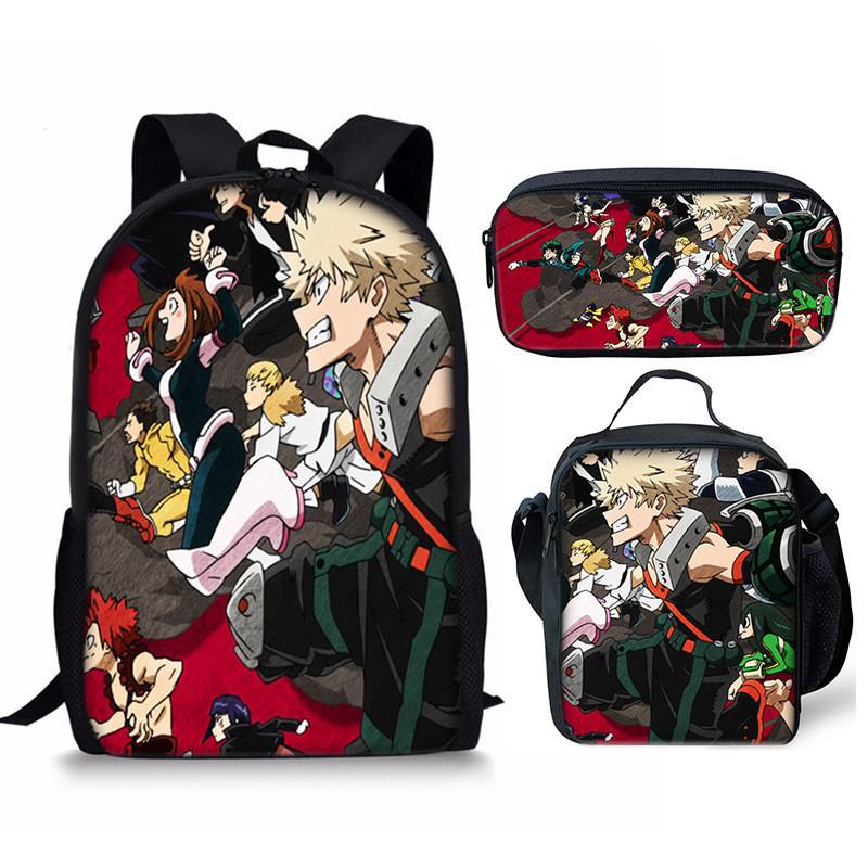 My Hero Academia Schülerrucksack mit Polyesterfutter und Anime-Cartoon-Design für Teenager
