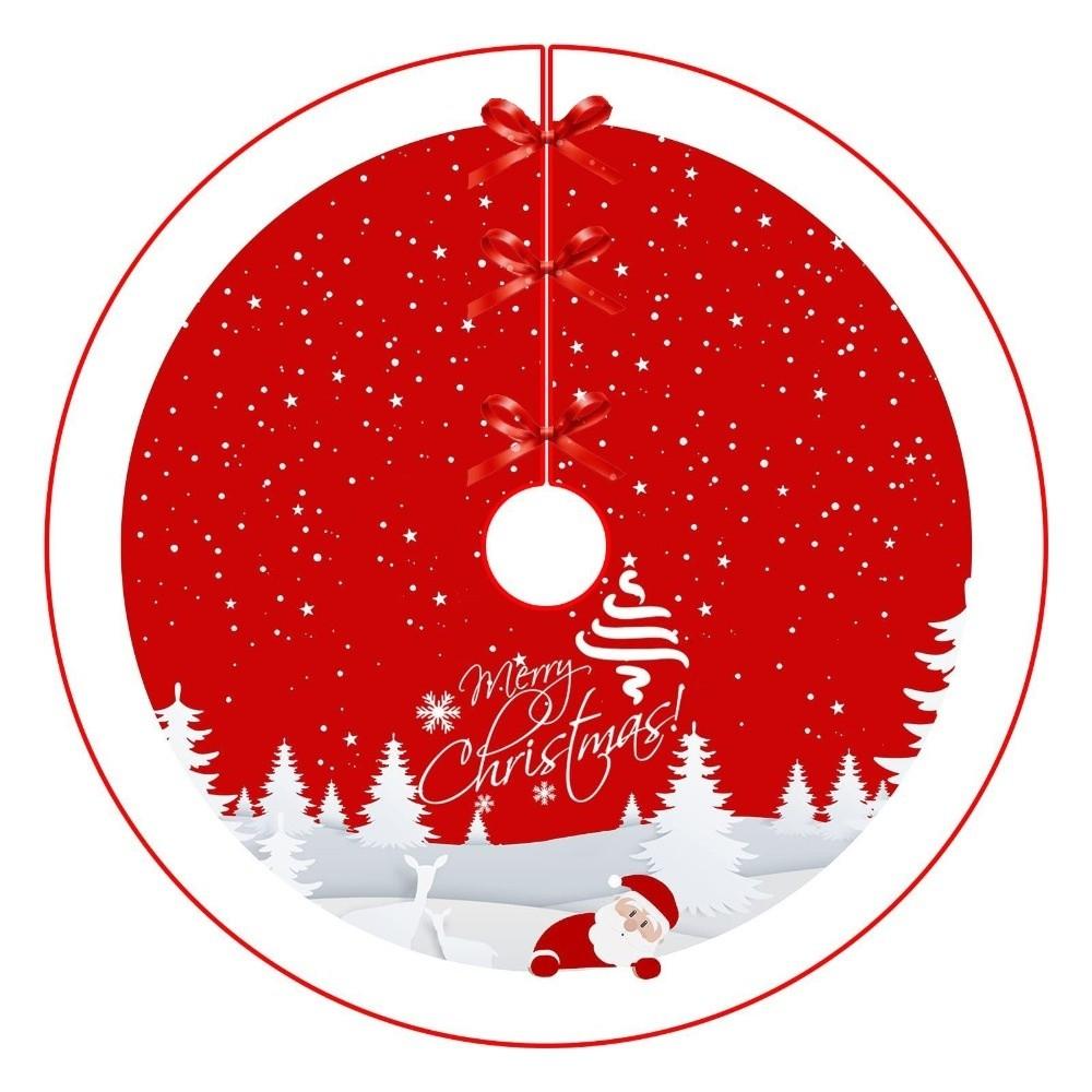 Round Christmas Tree Skirt Washable Xmas Tree Mat Retro Tree Bottom Apron Christmas Decoration