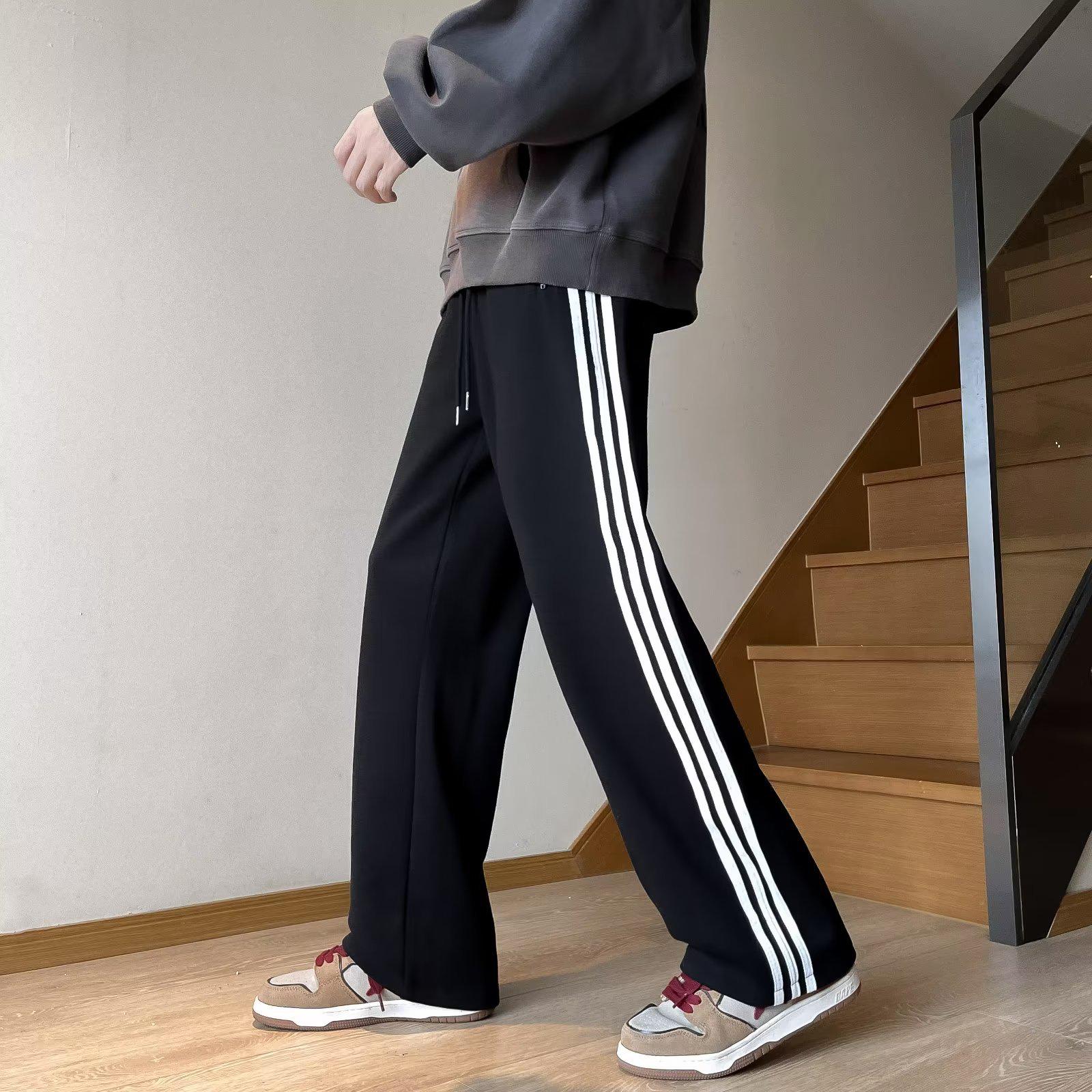 

Men s Autumn/Winter Three-Stripe Loose Sweatpants – Trendy, Retro, Heavyweight Casual Pants XL коричневий