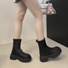 2025 Skinny Autumn Thick-soled Pile Short Boots Women's Martin Boots Skinny Boots Small Versatile Elastic Boots New Boots