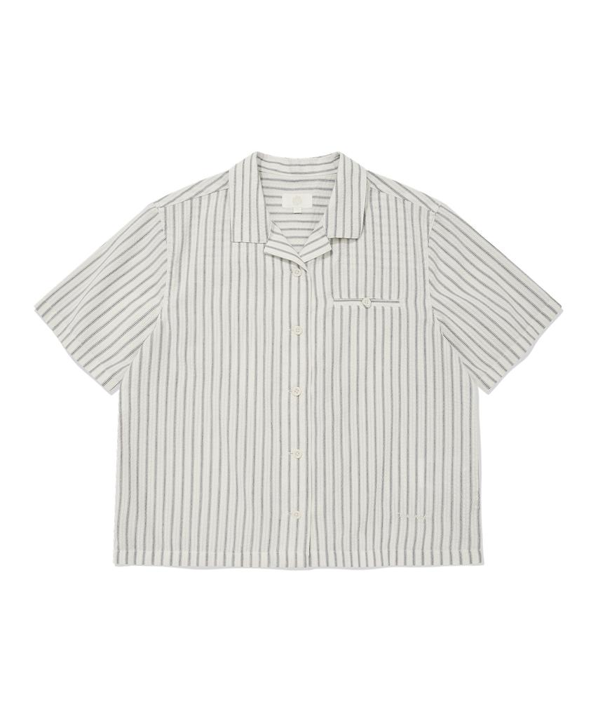 COVERNAT WOMAN Striped Half Shirt Ivory