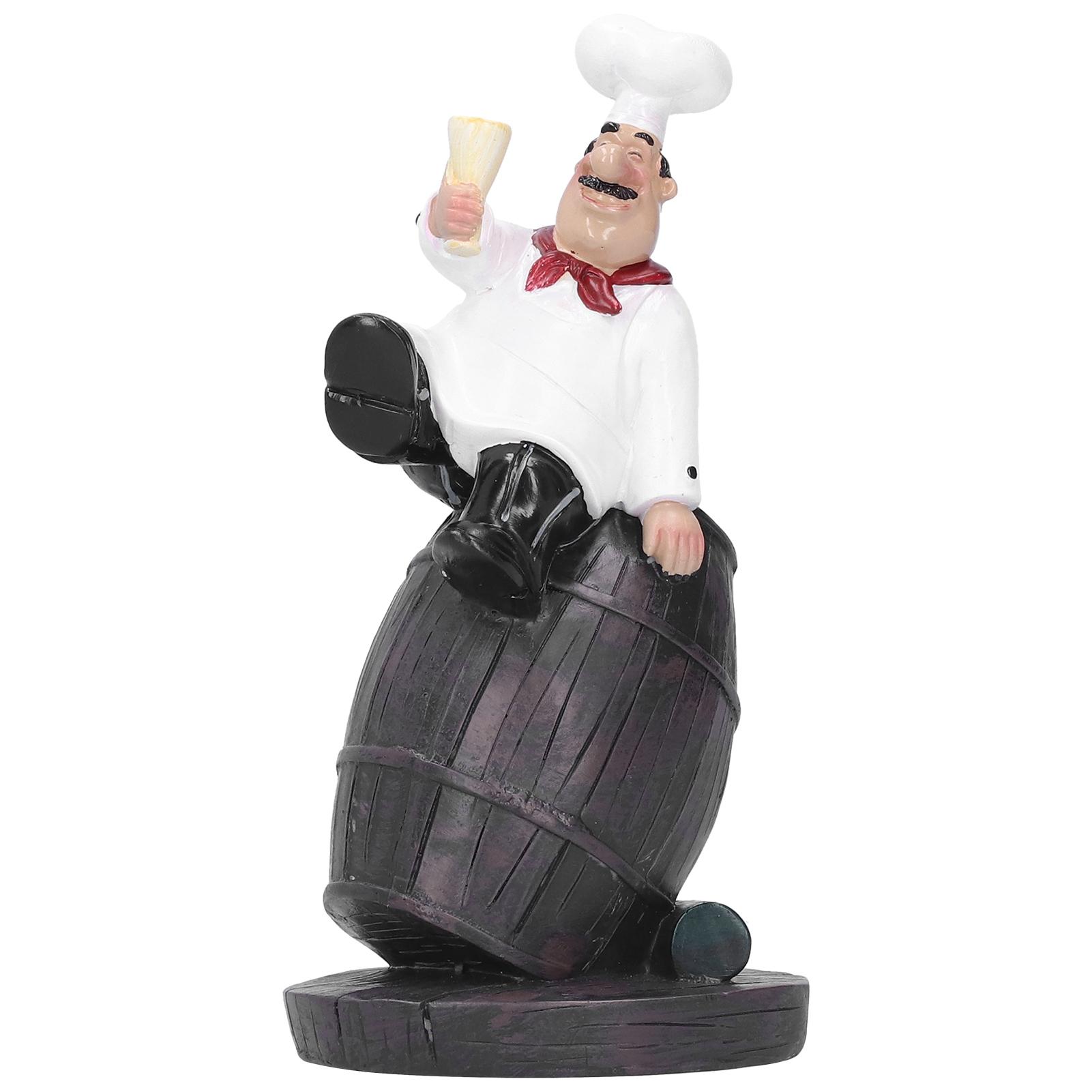 Health & Beauty Product Resin Chef Statue Nordic Barrel Figurine Restaurant Tabletop Decoration Craft Gift
