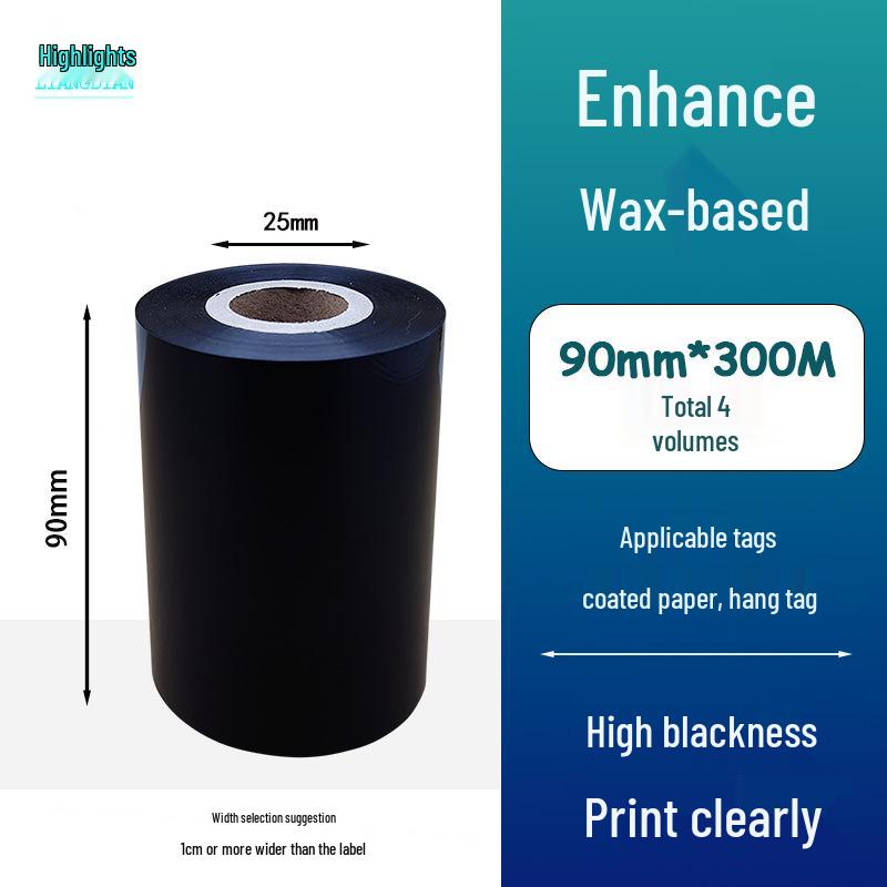 Hybrid Wax-Based Carbon Ribbon Roll for Printer Label Paper, Full Resin 80mm x 60m