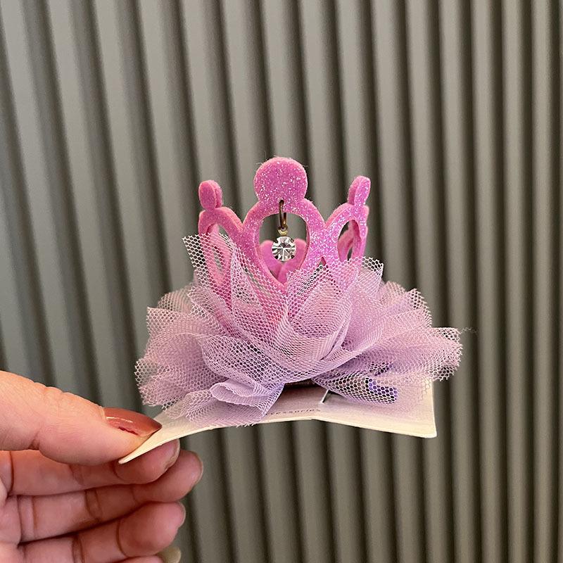 Children's Rhinestone Crown Hair Clips - Korean Style Princess Birthday Accessory
