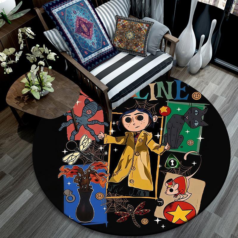 Coraline Round Area Rug,Carpet Rug for Living Room Bedroom Sofa Playroom Decor,Non-slip Floor Mat