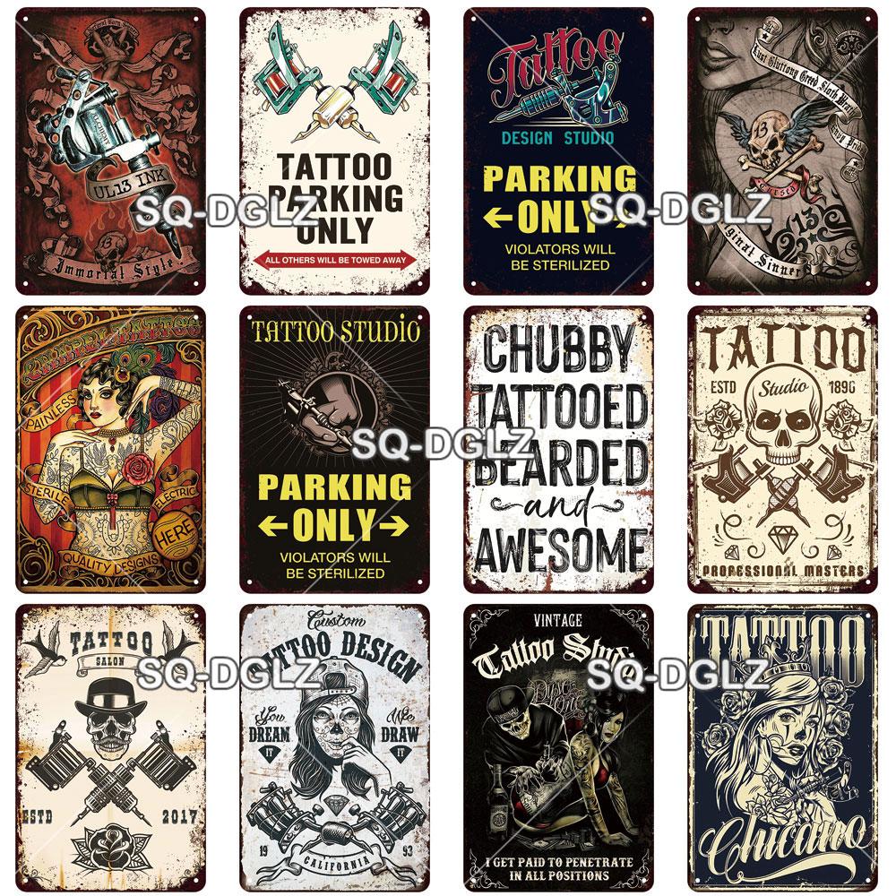 [SQ-DGLZ] Tattoo Styles Metal Sign Vintage Plaque Tin Sign Plate Wall Decor For Bar Club Man Cave Art Painting Travel Poster