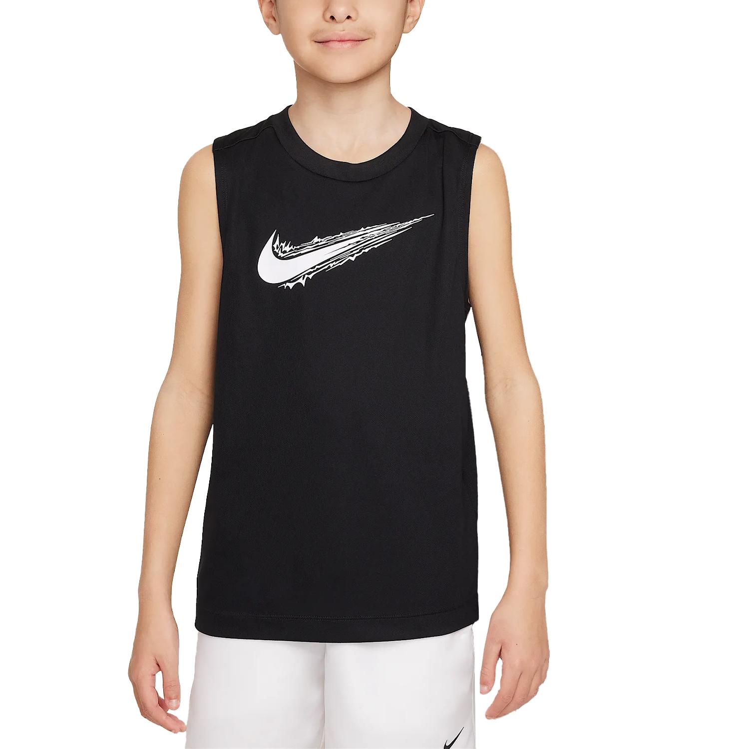 

Nike Dri-Fit Comfortable Casual Sports Breathable Sweat-Absorbing Vest Kids Tops Black White HF8998-010 XS