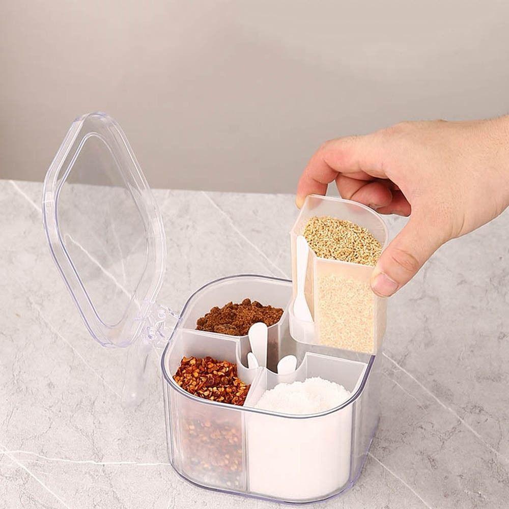 Food Grade Seasoning Storage Box Clear Condiment Container Multi Grid Seasoning Box  Kitchen