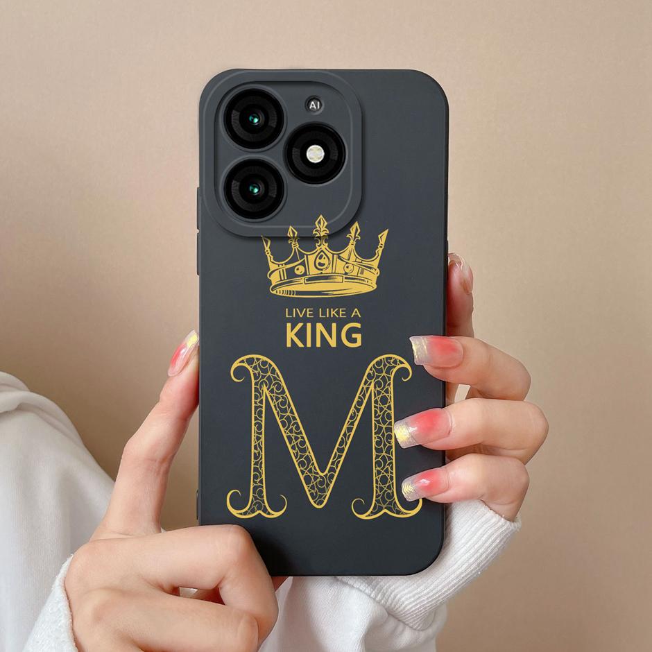 For Tecno Itel A70 Case Luxury Crown Letter Pattern Liquid Silicone Back Cover For ItelA70 A 70 New Design Advanced Sense Shell