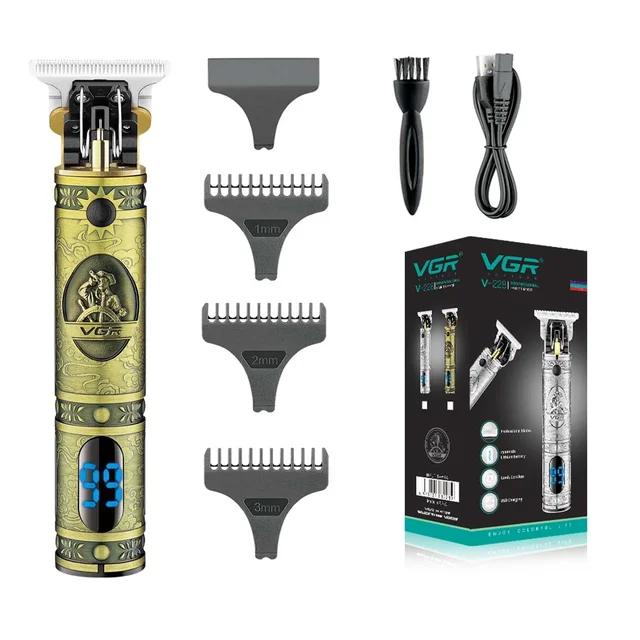 Cordless 0 Zero Gapped Original Vintage Machine All Metal LED Hair Cut Clipper T9 Switch Trimmer Barber Gold Silver Men's Shaver