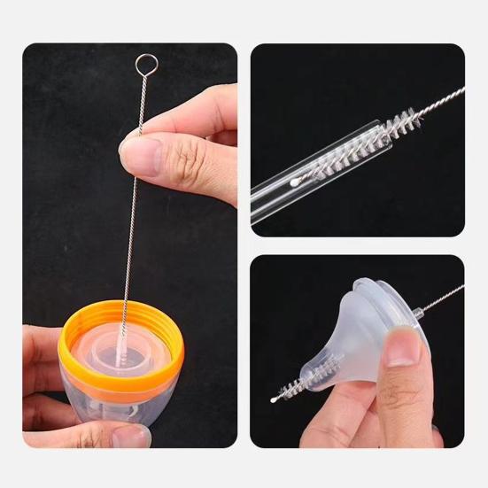 10Pcs Cleaning Brush Set Full Size Straws Narrow Gaps Deep Cleaning Brush Nylon Bristles Spiral Shaft Cleaning Tool