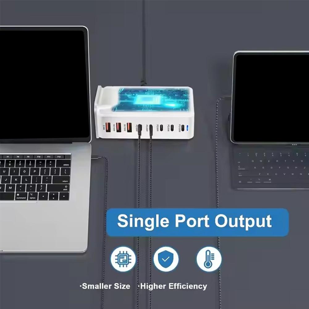 600W GaN Charger 8Port USB Type C Desktop Fast Charging Station US/UK/EU/AU Plug Adapter For  IPad Laptop