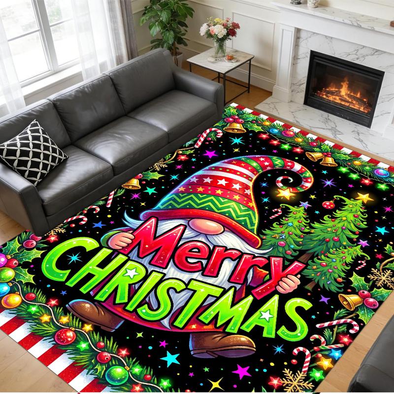 Christmas Printed Square Area Rug Soft Non Slip Floor Carpet For Bedroom Holiday Gift