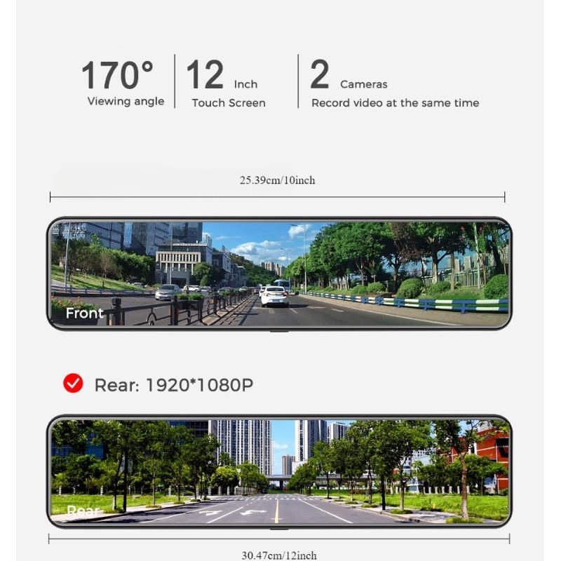 Streaming Media Driving Recorder High-definition 4K Rearview Mirror Front and Rear Dual Recording 12 Inch Reversing Image WiFi Interconnected GPS