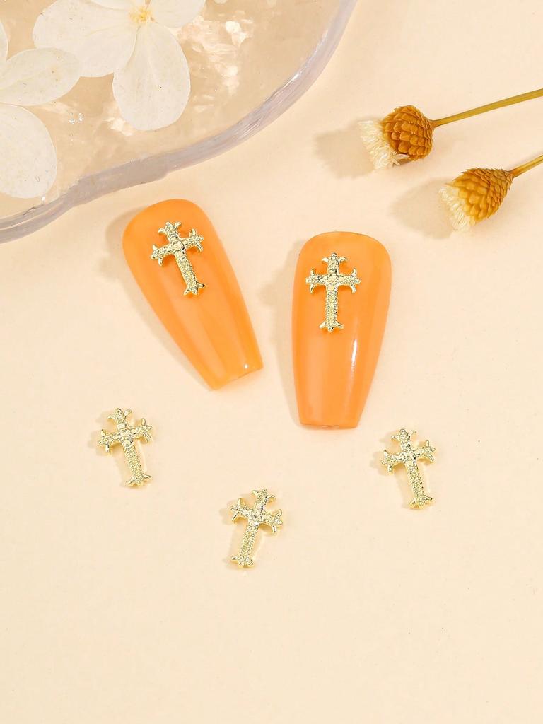 Halloween 10pcs/Pack Gold Silver Cross Designed Nail Art Accessories For Nail Art Creations