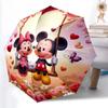 1pc Sturdy 8-Bone Auto Umbrella, Mickey And Minnie Red Hearts Floral Umbrella, Digital Printed, Foldable Umbrella for On-the-Go Outdoor Use