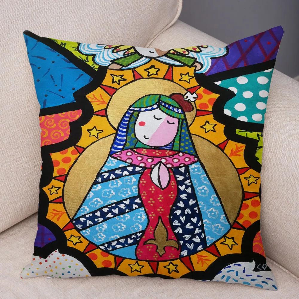 Jungfrau Maria Kunst Kissenbezug Dekoration Kawaii Cartoon Kinder Sofakissenbezug Zuhause Auto