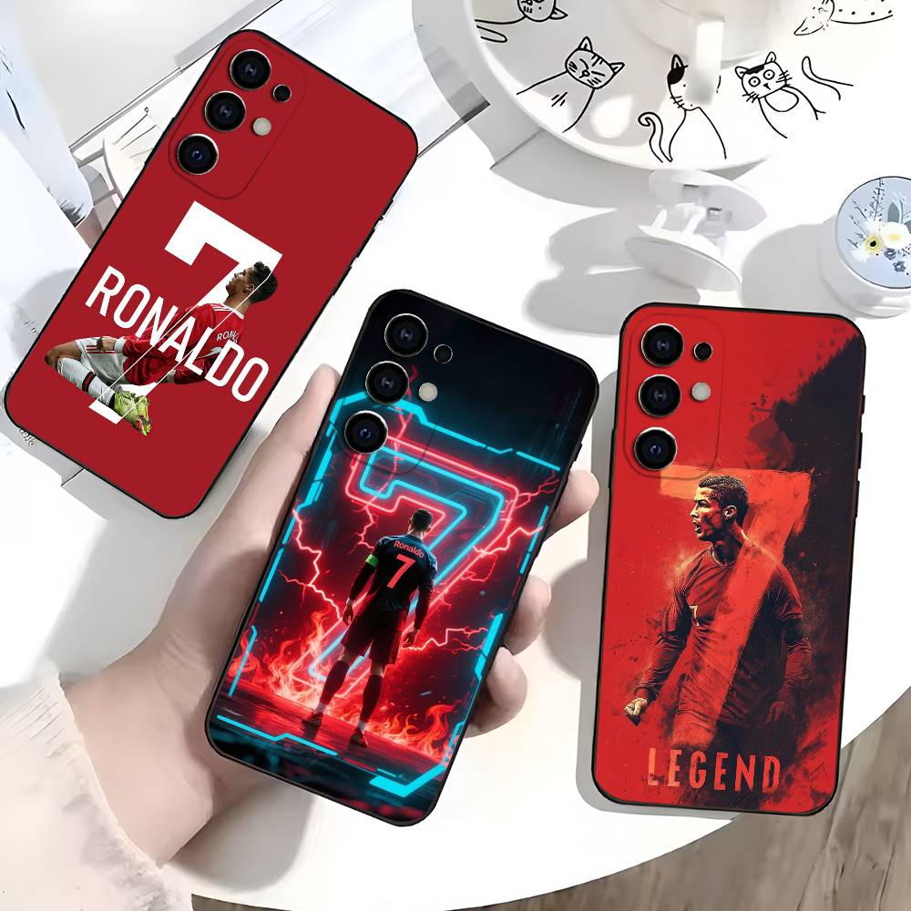 C-CR7 Football Ronaldo Phone Case For Samsung S25,S24,S21,S22,S23,S30,Ultra,S20,Plus,Soft Silicone Black Cover