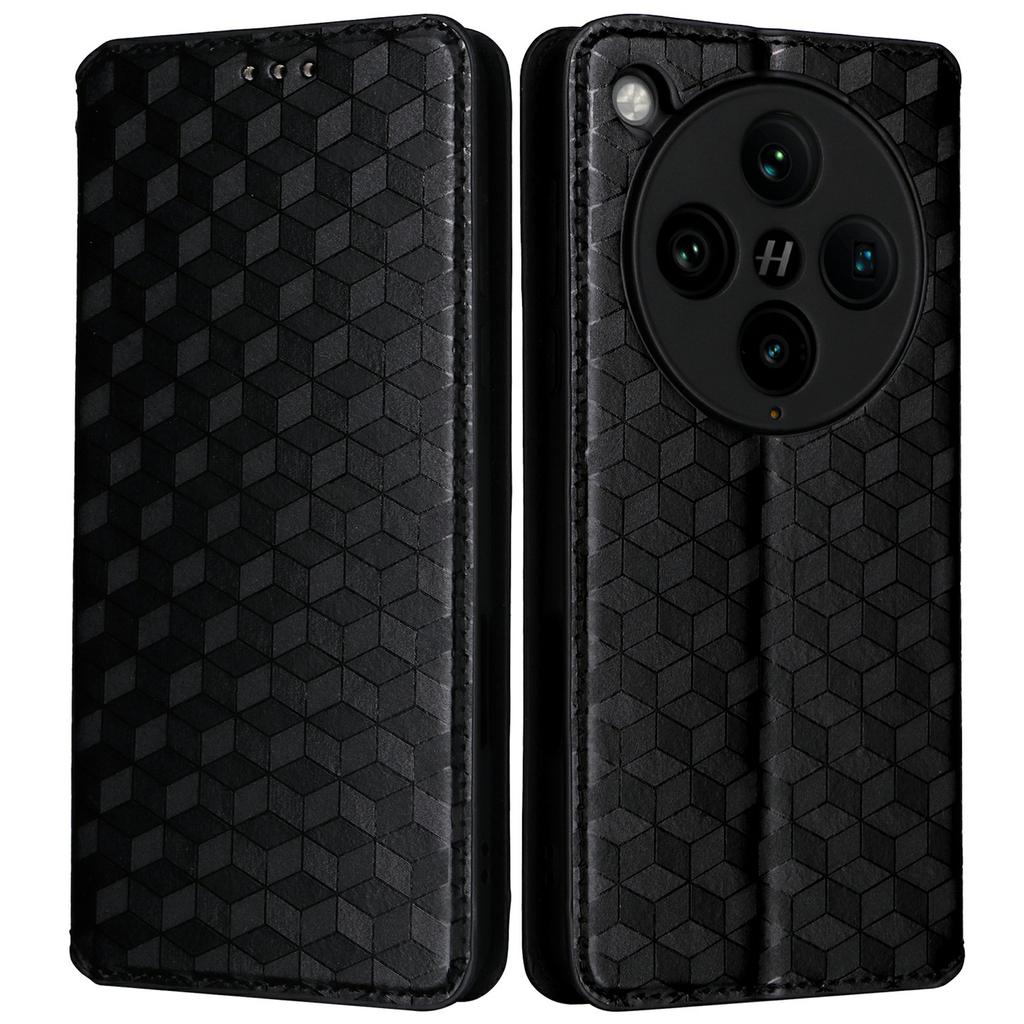 Etui portfelowe dla Oppo Find X8 Pro 5G, skórzane etui na telefon z wytłaczanym rombem