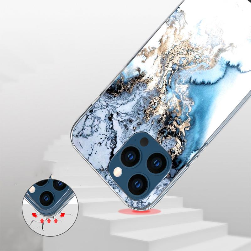 Fashion Geometric Marble Cover Phone Case For iPhone 16 17 Air 15 14 Pro Max 16E Phone Case 13 Mini 12 11 7 SE 8 Print Pattern F