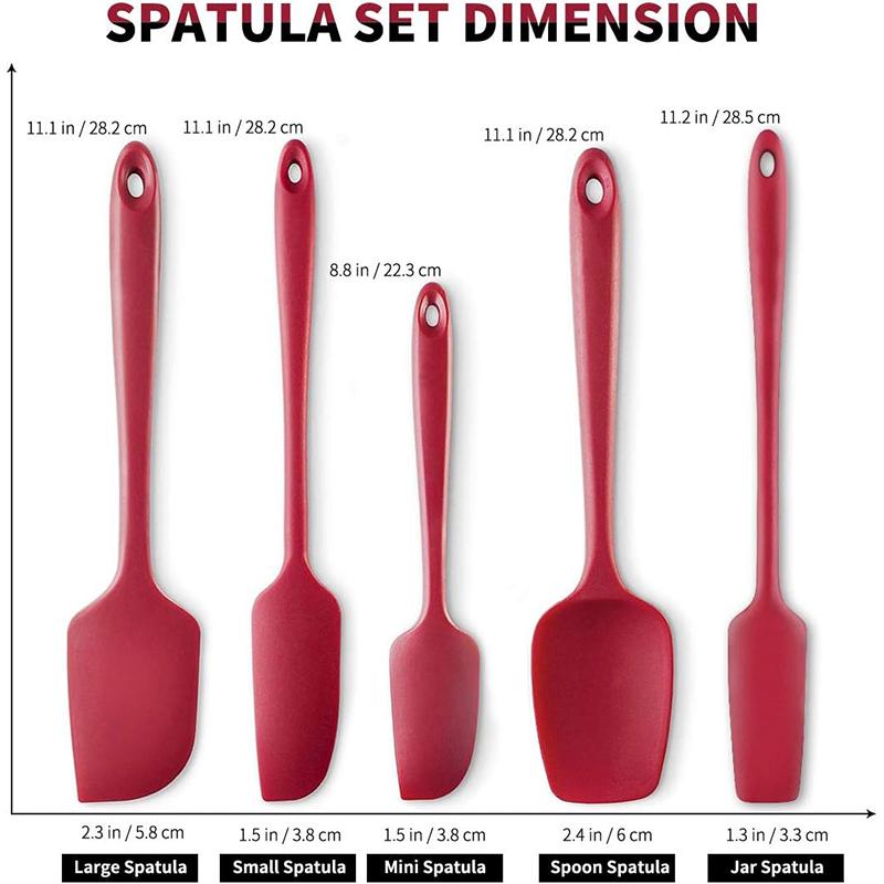 Silikonspatel-Set, 5-teilig, hitzebeständig, Backlöffel, Spatel, nahtloses einteiliges Design, leicht zu reinigen