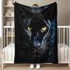 Black panther face and leopard pattern Flannel printed blanket suitable for all seasons for living room office sofa and travel