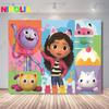 Niholia Gabby Dollhouse Backdrop Kids 2nd Birthday Party Decoration Photography Background Baby Shower Photo Prop Banner