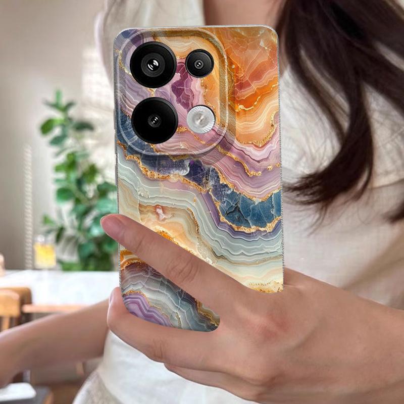 Gradient Watercolor Marble Case For Xiaomi 13T Redmi Note 15 Pro 4G Leather Texture Silicone Cover For Redmi Note 14 13 Pro+ 5G