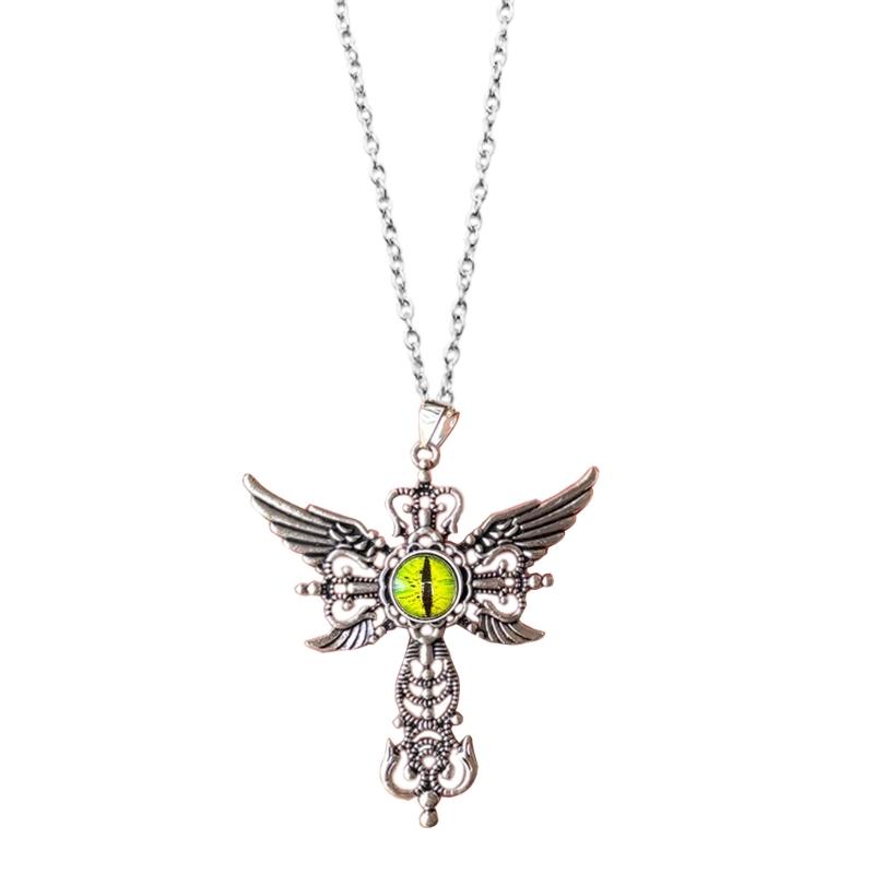 Adjustable Chain Crosses Necklace Elegant Crosses Necklace with Demon Wing Pendant Unique Neck Chain Accessory
