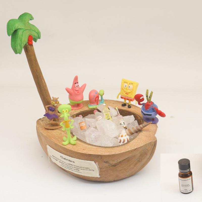 Flameless Coconut Shell Aromatherapy Candle Gift Box - Crystal Stone High-End Home Decor.