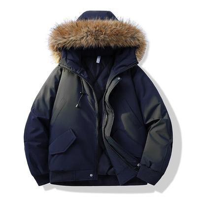 Zuo Shan Diao Pike Unisex Cotton Jacket with Raccoon Fur, Autumn/Winter Thick Stand-up Collar Style.