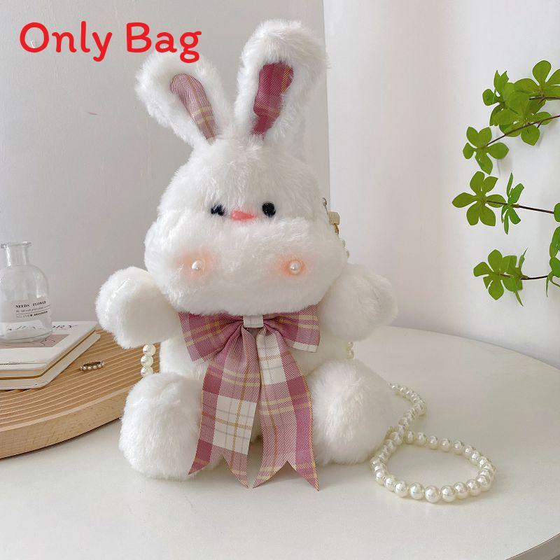 Cute Plush Bunny Mini Bag With Pearl Embellishments For Fashionable Women