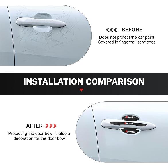 8PCS Car Door Protector, Sports Car Door Handle Scratch Protector, Door Handle Bowl Sticker, Doors Handle Protection Accessories, Universal for Most