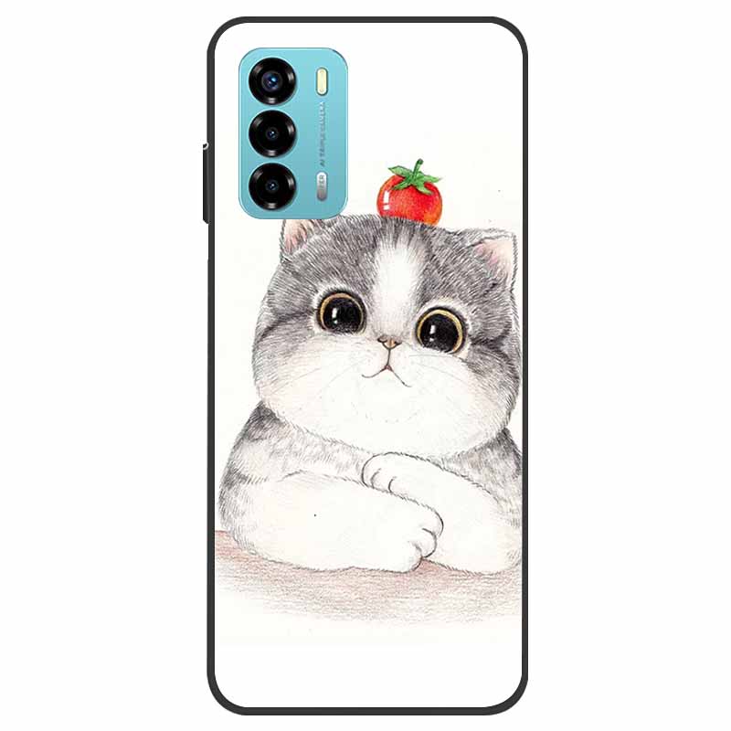 Custodia per ZTE Blade V40 Vita Fiore Marmo Nero Paraurti Morbido TPU Silicone Cover per ZTE V 40 Vita / Blade V40 Vita Custodie per Telefono