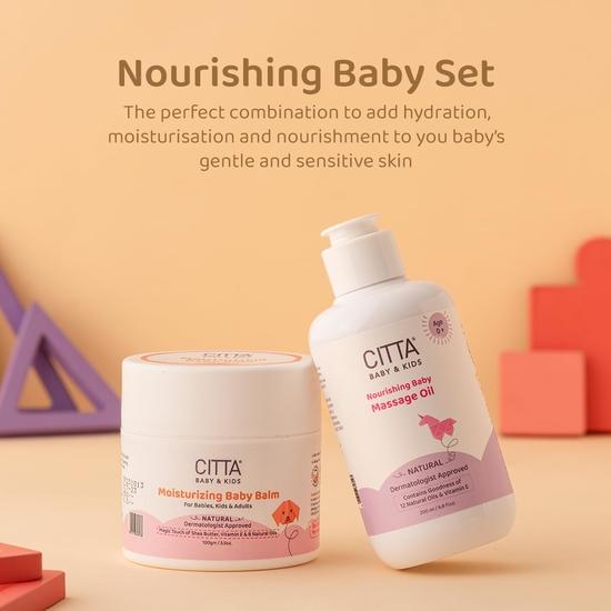 CITTA Nourishing Baby Massage Oil for New Born & Moisturizing Baby Balm Pack of 2-200 Ml, 200 Gm
