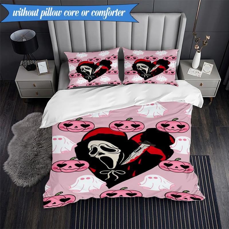 Horror Movie Characters 3pcs K-pop music group Bedding set,Ideal for Bedroom, Dormitory,Including Duvet Cover And 2pcs Pillowcases,Fan gifts