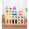 25Pcs Stacking Building Blocks Montessori Toys Construction Toys Colorful Geometry Sensory Toy Wood Rainbow Blocks for Preschool