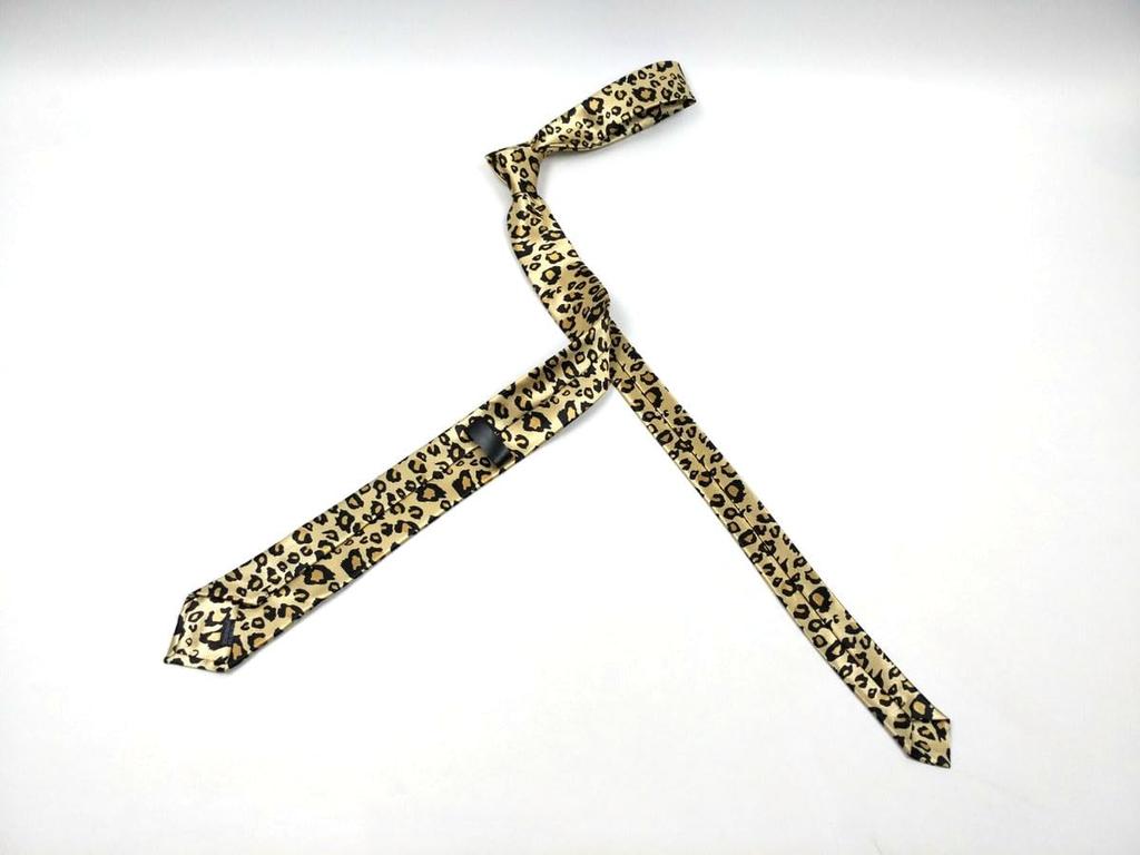 [F NODE] Leopard Print Narrow Tie, Slim Tie, 5.5cm Wide, Polyester, Stylish Slim Tie