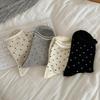 Retro Polka Dot Mid-Calf Cotton Socks with Rolled Hem – Soft, Slouchy, and Casual Women's Style
