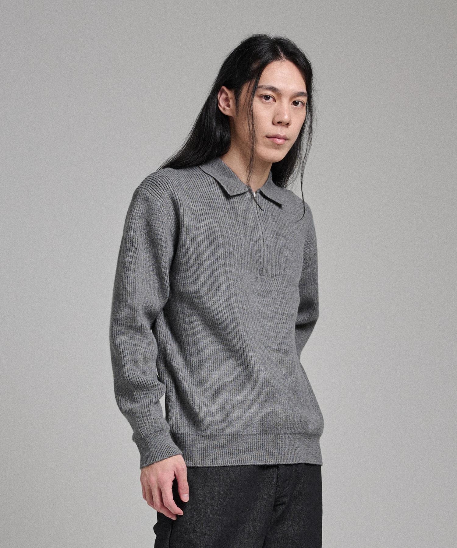 Analog Mood Hazzi Half Zip Collar Knit (Charcoal) Free