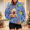Women's Christmas Print Hoodie with Pet Pocket, Casual Long Sleeve Pullover Sweatshirt