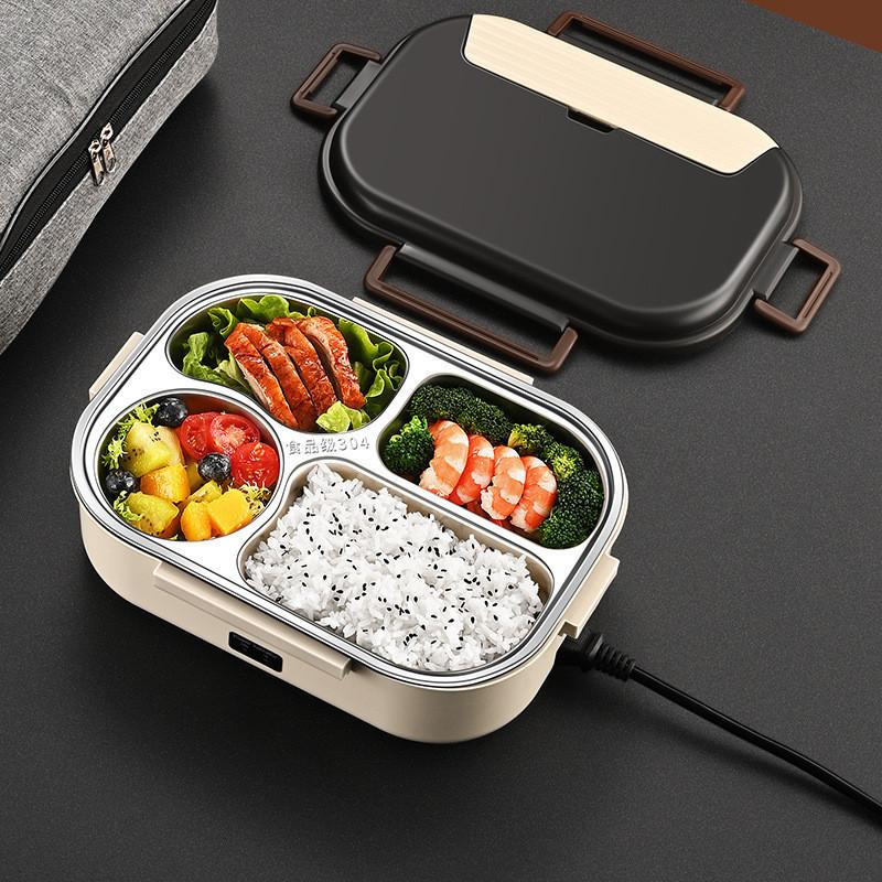 50W Portable Keep Warm Lunch Box with Storage Bag Household Food Grade Stainless Steel Insulation Bento Box 27.5*20.3*9cm