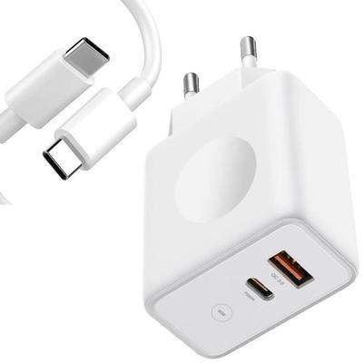 2-Port 30W Charger [PD 20W+QC 3.0] with 1M USB-C Cable for Realme 9 Pro - 9 - 8 Pro - 8 - 7 - White
