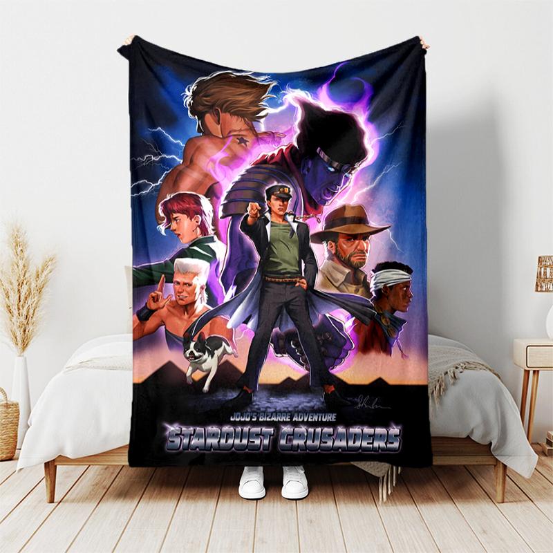 1pc Blanket JoJo's Bizarre Adventure3 Print Design, Lightweight Blanket for Sofa, Bed- Soft &Warm, Gift for All Seasons like Christmas, Halloween
