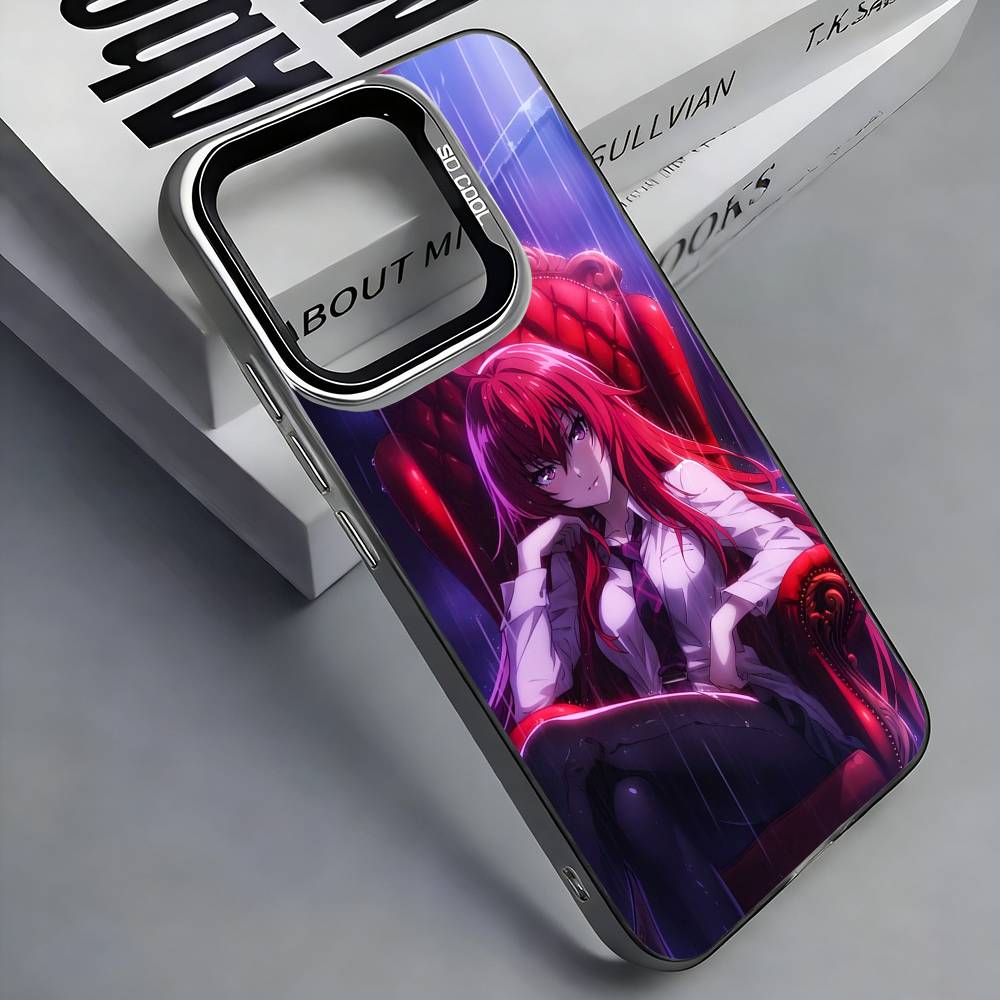 High School DxD Rias Gremory Phone Case For iPhone 17, 16,15,14,13,12,11 Plus,Pro Max, Colorful Silver Funda Cover