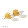 Metal Titanium Steel Ocean Shell Geometric Dangle Earrings Women New Simple Elegant Design Zircon Wedding Accessories