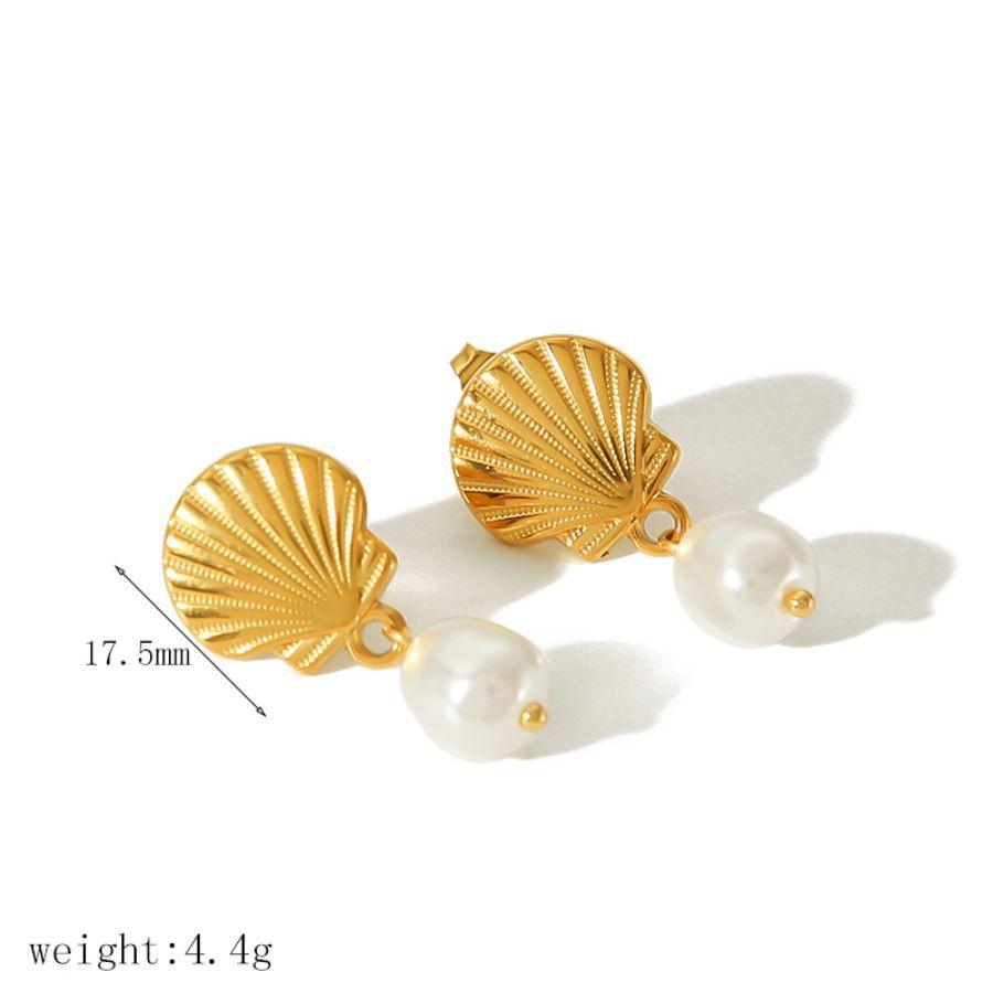 Metal Titanium Steel Ocean Shell Geometric Dangle Earrings Women New Simple Elegant Design Zircon Wedding Accessories