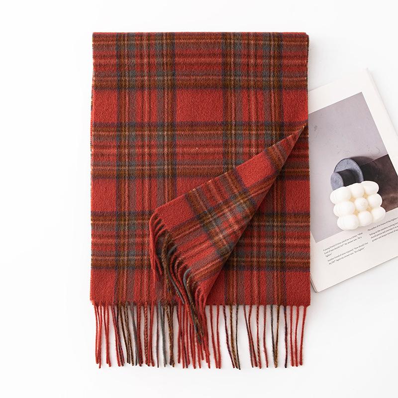 

Wool Scarf Women s Autumn and Winter New Korean Style Plaid Shawl Long Cold-proof Warm Tassel Scarf 30*180 cm